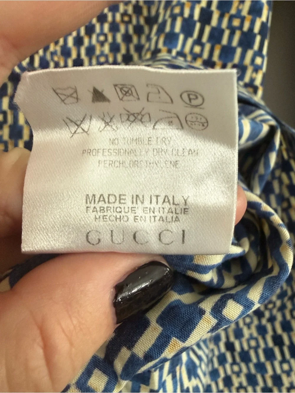 Gucci Navy and Cream Patterned Shirt  fitted